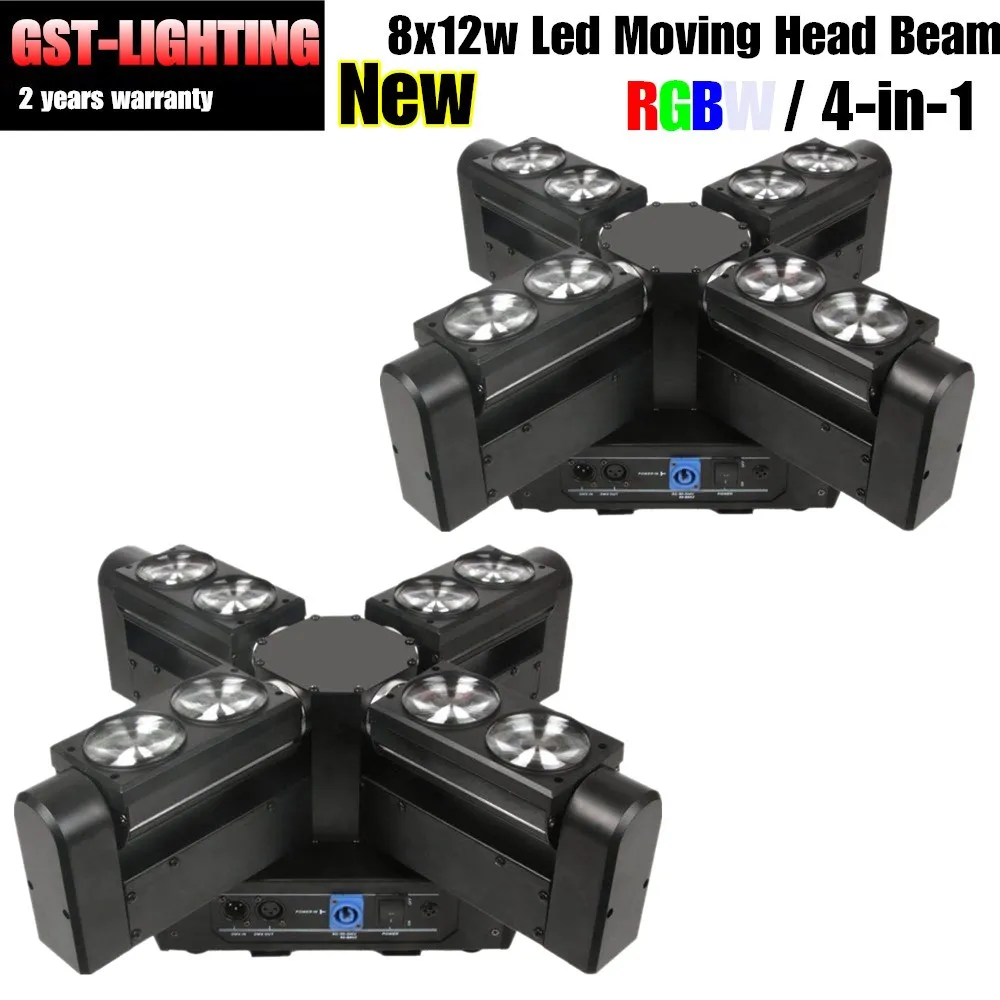 2pcs/lot free shipping rgbw 8x12w quad 4in1 lyre led spider beam stage