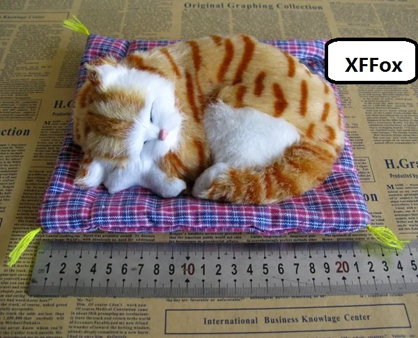 cute sleeping real life cat model plastic&furs simulation yellow stripe cat gift about 19x8x14cm xf1255