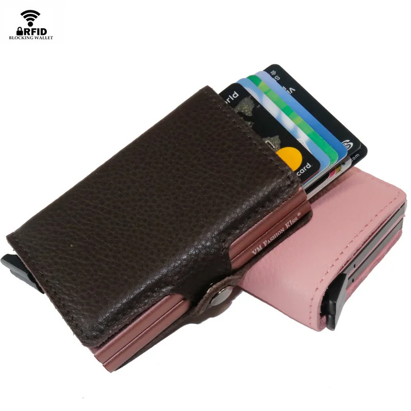 Imagem -04 - Fashion Kiss Homem Porte Carte Rfid Mini Carteira Segurança Smart Double Box Alumínio Business Credit Card Case Holder Metal Purse vm