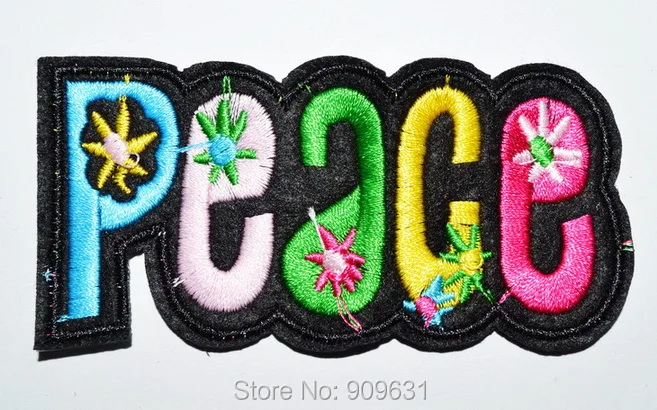 New !  - Peace logo mutiple Colors Embroidered Iron On Applique Motif Patch DIY accessory Applique Badge