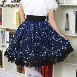 Gonna corta da ragazza Kawaii Mori dolce gonna da pattinatore stampata notte stellata blu Navy per donna