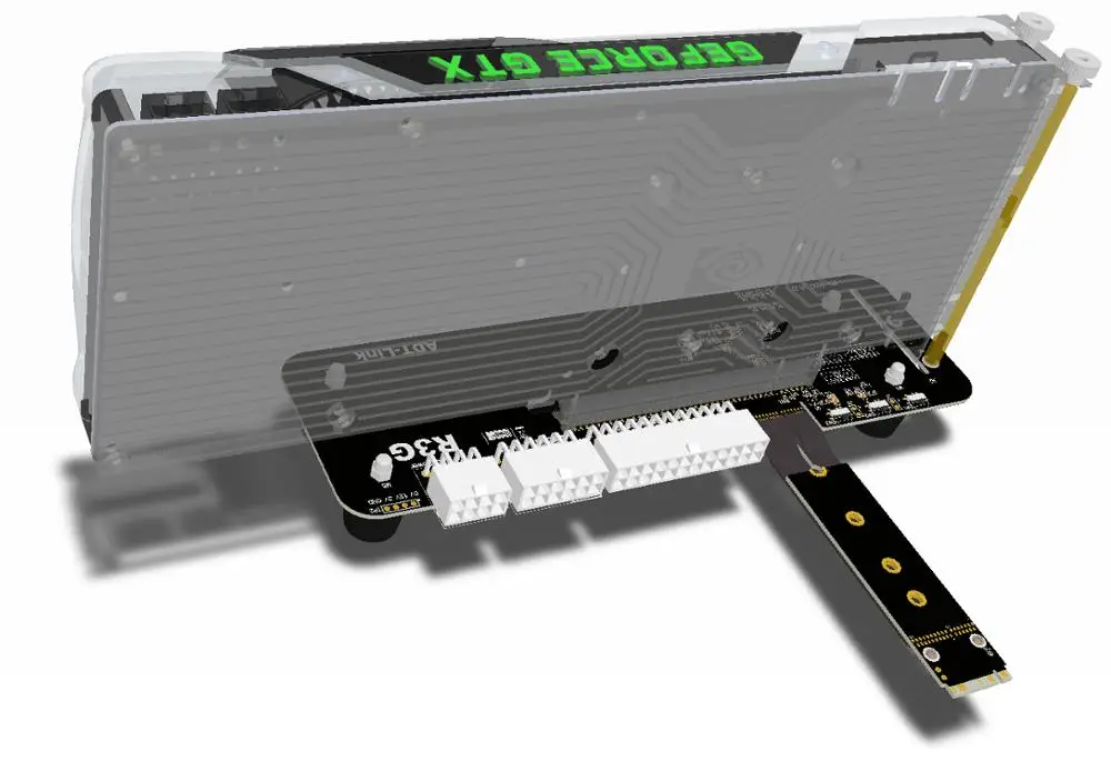 Imagem -06 - Suporte para Placa Gráfica Externa M.2 Nvme m Pcie3.0 x4 Cabo Riser 25cm 32gbs para Itx Stx Nuc Vega64 Gtx1080ti