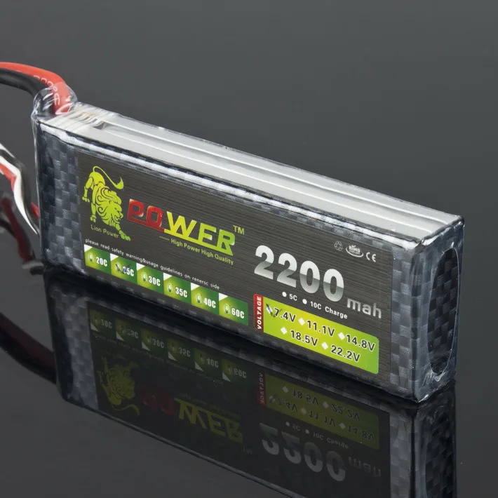 Lion Power 2S Lipo Battery 7.4V 2200mah 25C Max 50C  for RC Qudcopter Airplane WLtoys 12428 K949 Car 1/16 Revo Toy