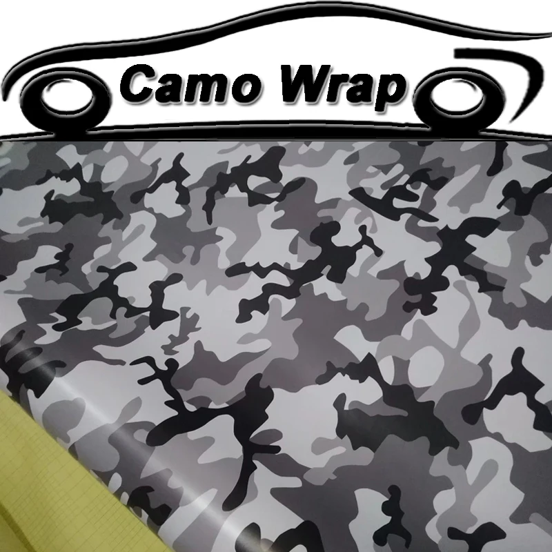 Black Grey White Vinyl Film Arctic Camouflage Vinyl Wrapping Scooter Car Motorcycle Sticker Air Bubble Free ORINO Snow Wrap Foil