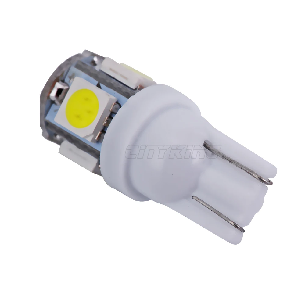 100pcs Interior Lights For Roof Car T10 5smd 5050 LED Light W5W 194 168 5050 SMD Wedge Door Instrument Side Marker Bulb Lamp