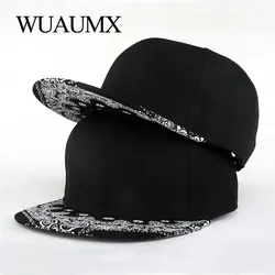 Tampas de beisebol planas de caju flores Wuaumx, 5 painéis Snapback Caps para homens e mulheres, chapéu ajustável Hip Hop, marca verão