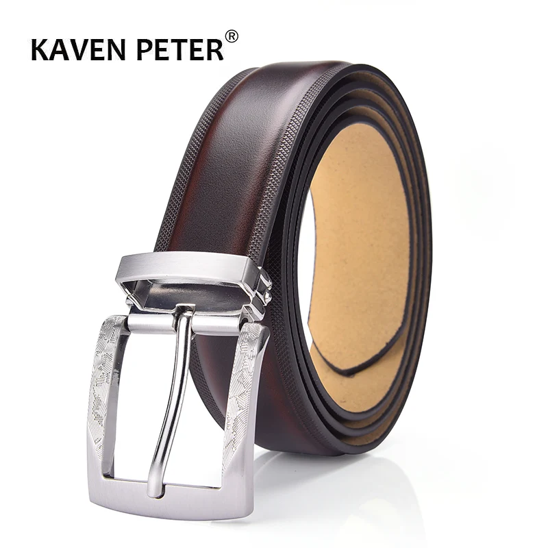 

Men Leather Fashion Business Belt Gun Metal Buckle Men's Leather High Quality Belt Nickel Buckle Double Color Strap Dropshipping
