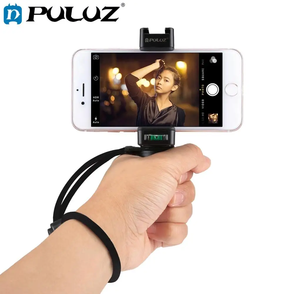 PULUZ Handheld Grip Rig Stabilizer ABS Tripod Adapter Mount with Cold Shoe Base & Wrist Strap