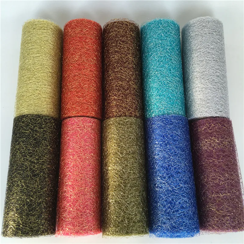 9.2m/roll Organza Tulle Roll Spool Fabric Ribbon DIY Tutu Skirt Gift Craft Party Chair Sash Wedding Party Decoration Gold Silver