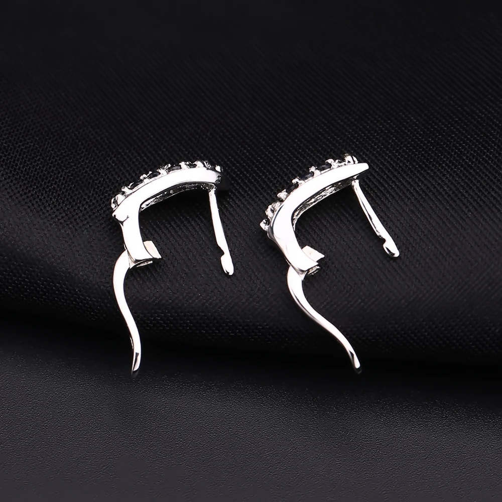 GEM\'S BALLET Natural Blue Sapphire S-shape Gemstone Earrings 925 Sterling Silver Vintage Stud Earrings For Women Fine Jewelry