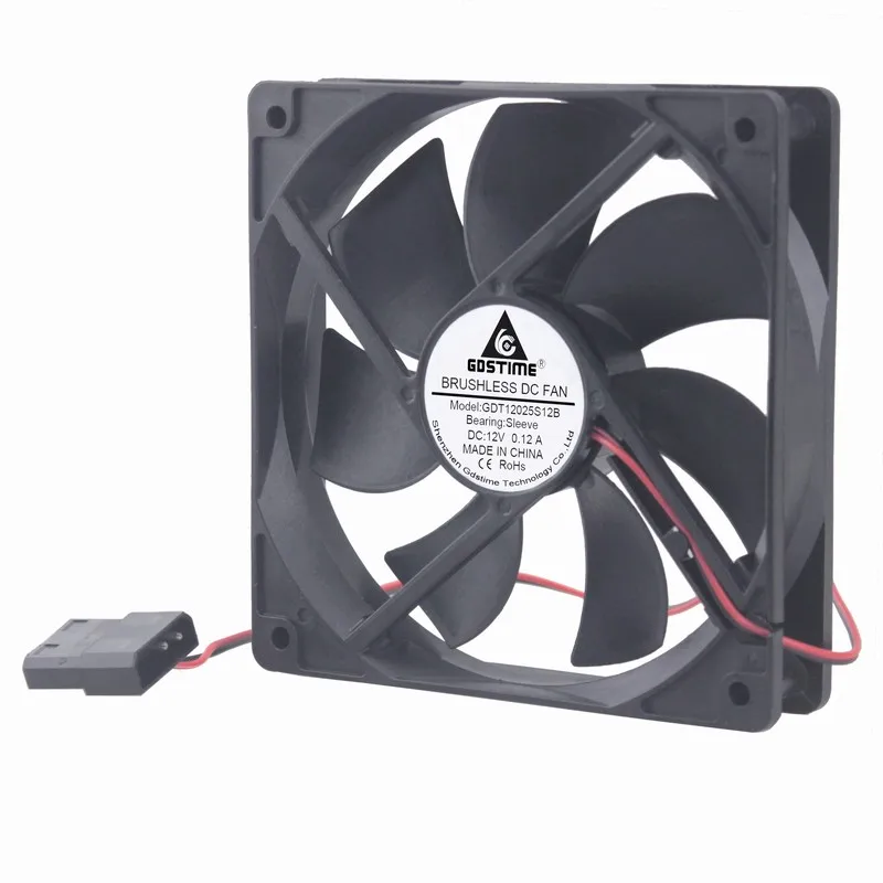 100 Pcs Gdstime DC 12V 120*120*25mm 2 Lines 4Pin Connector PC Case Cooling Fan 120mm x 25mm 12025 12cm Radiator Cooler