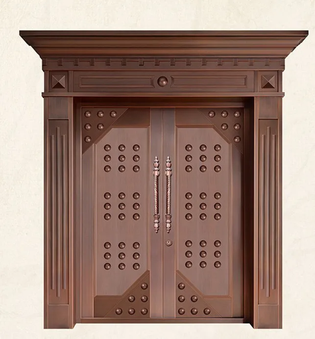 Bronze door security copper entry doors antique Copper Retro Door Double Gate Entry Doors H-c7