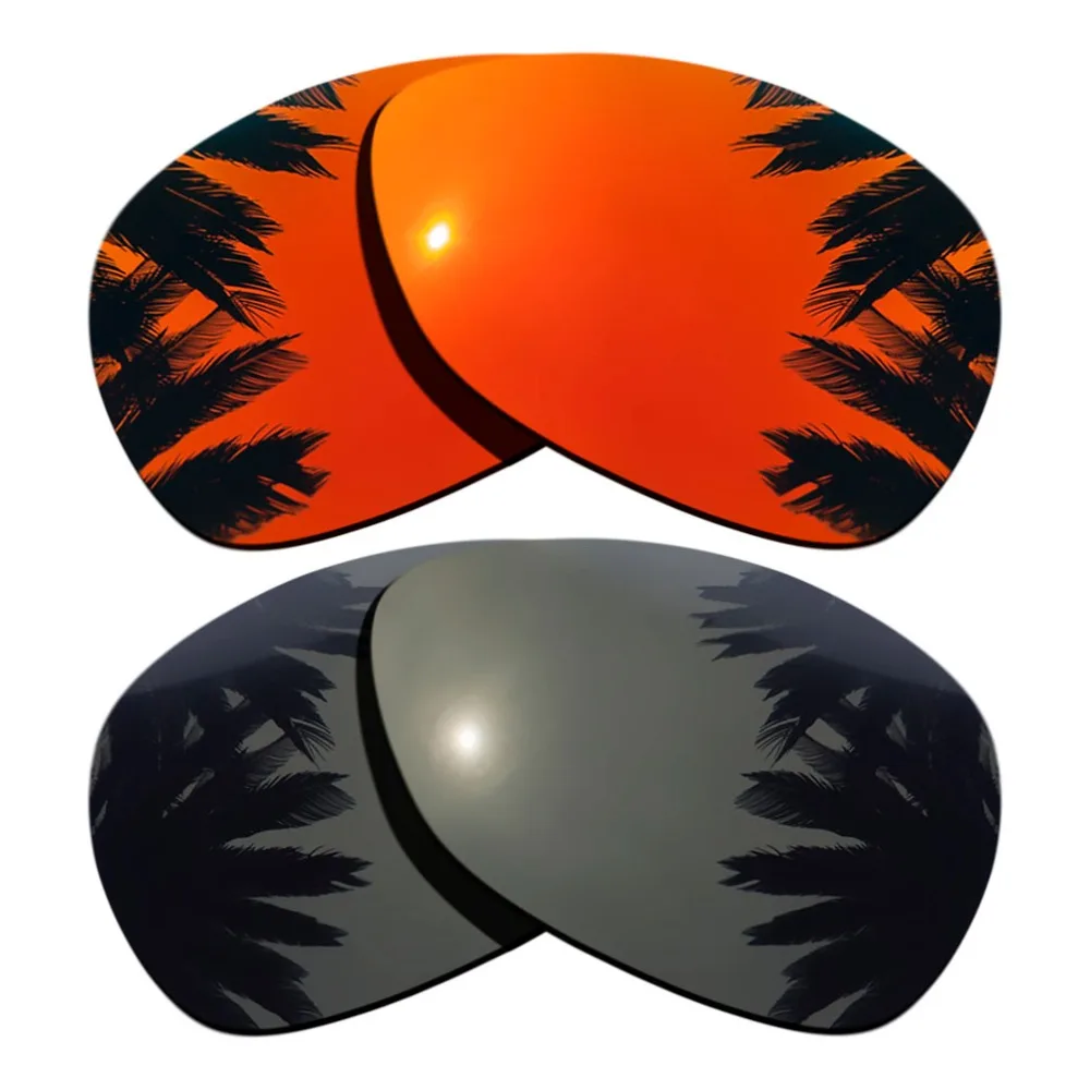 

(Black+Orange Red Mirrored Coating) 2-Pairs Polarized Replacement Lenses for Crosshair 2012 100% UVA & UVB Protection