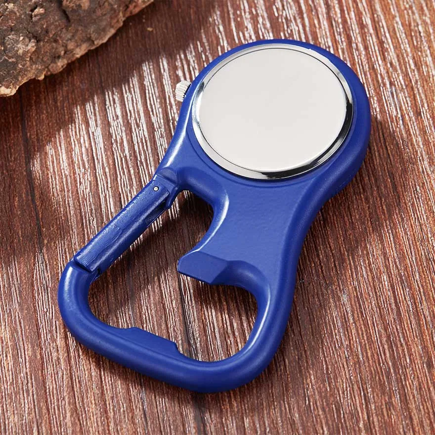 Bottle Opener Watch Clip-On Backpack Carabiner Pocket Watch Men Compass Doctor Nurse Luminous Dial Outdoor Sport Climbing Clock