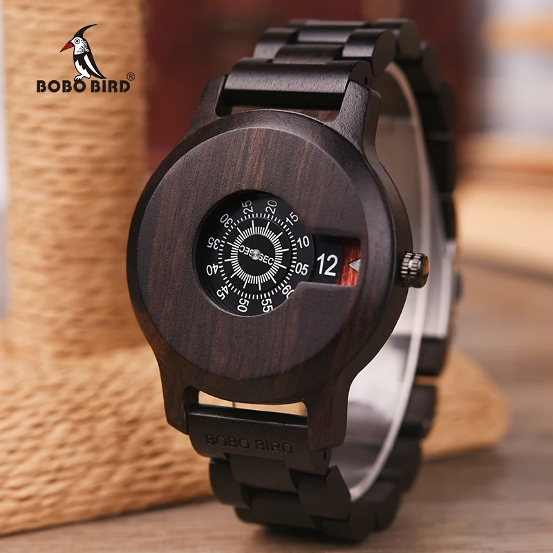 BOBO BIRD-reloj analógico de madera para hombre, accesorio de pulsera de cuarzo, complemento Masculino de marca de lujo con diseño personalizado, ideal para regalo, envío directo