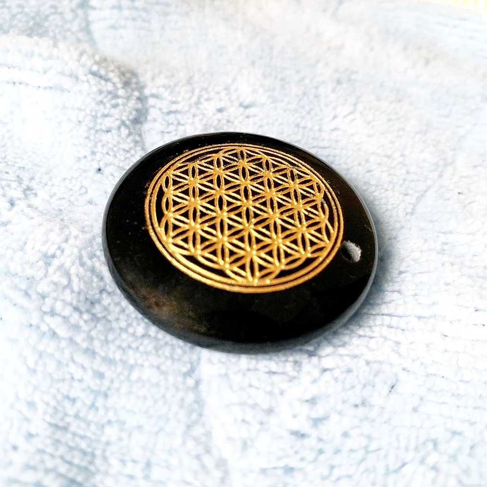 Natural Stone Carved Pendants Flower of Life Pendant for Diy Necklace Jewelry Sacred Geometry Charms Wholesale Dropship 1pc