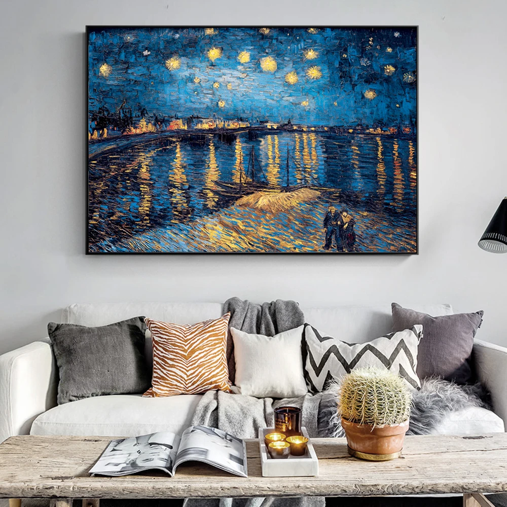 Van Gogh Starry Night Canvas Paintings Replica On The Wall Impressionist Starry Night Canvas Pictures For Living Room Cuadros