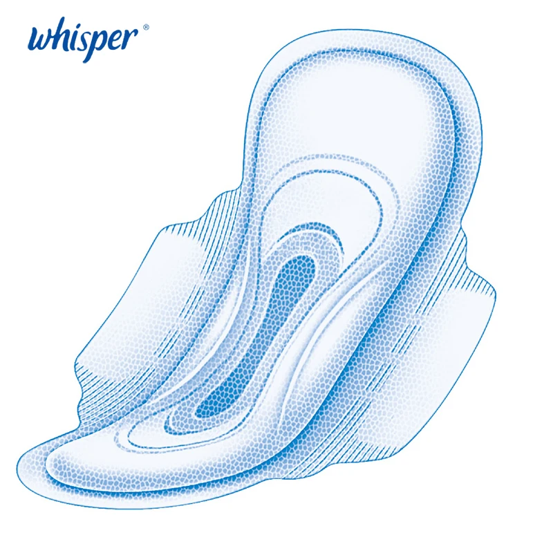 Whisper Lady Soft Mesh Menstrual Pads Ultra Thin Sanitary Pad With Wings Day Heavy Flow 284mm 12pads/pack