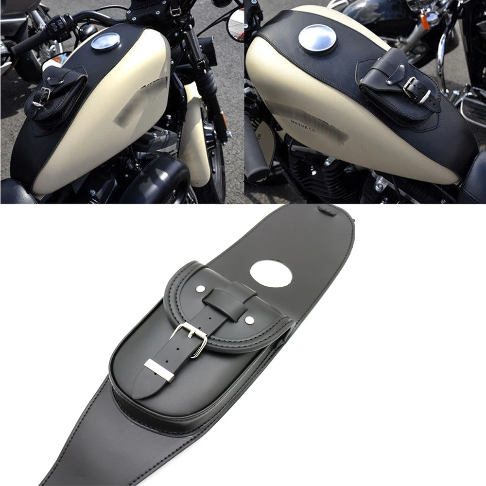 Waterproof PU Leather Fuel Gas Oil Tank Chap Cover Panel Bag For Harley Sportster XL 883 1200