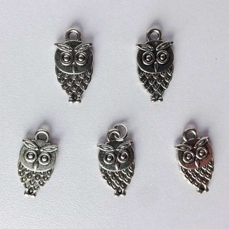 [wamami] 5pcs Sliver Metal Owl Pendant Charms BJD Dollfie Necklace Diy Accessory