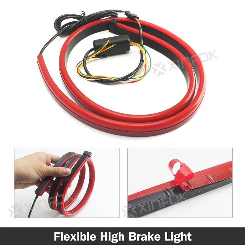 Waterproof Car LED Light Strip DC 12V Red 3014 SMD High Additional Brake Lights with Sequential Turn Signal Lamp