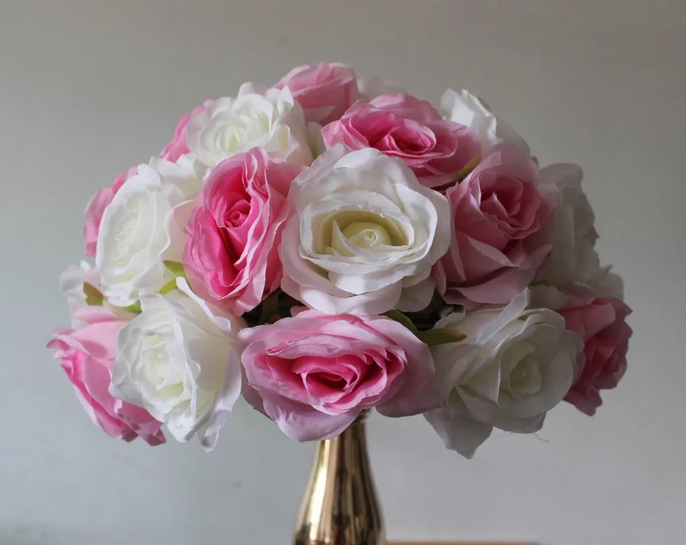 SPR EMS free shipping mix ivory & pink wedding decoration 30cm wedding silk kissing flower ball purple-plastic inner