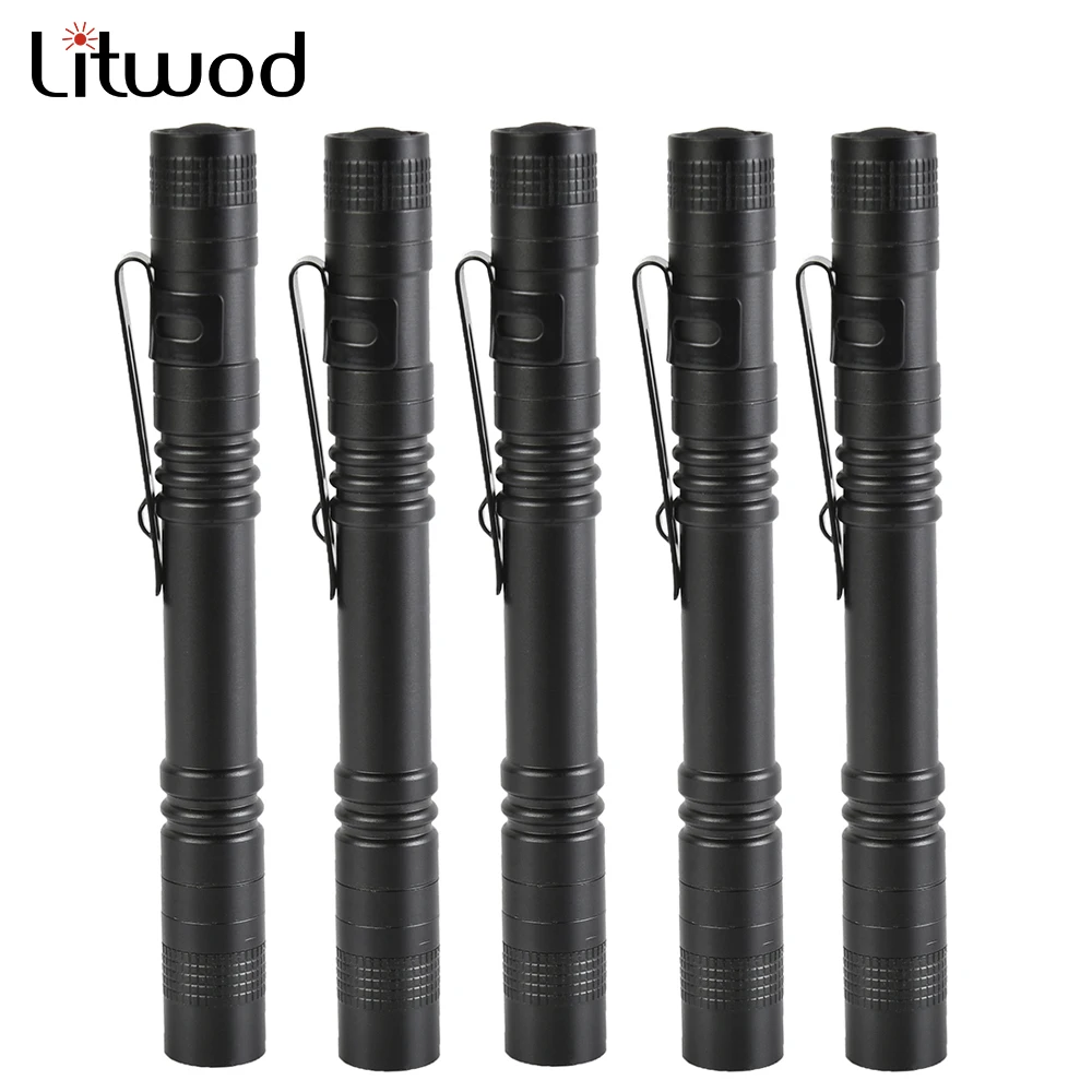 Z50 5pcs Pen Light Portable Mini LED Flashlight Torch  Q5 Flash Light Hugsby XP-2 500LM Hunting Lamp By AAA battery