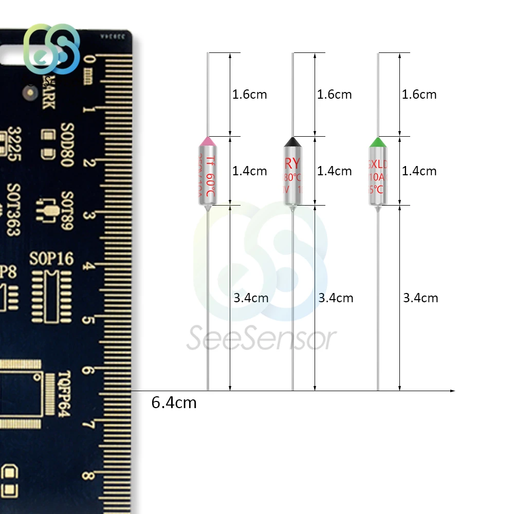 Fusibile termico RY TF 10A 250V temperatura 60C 65C 85C 100C 105C 113C 120C 130C 152C 165C 167C 172C 185C 192C 210C 216C 240C 280C