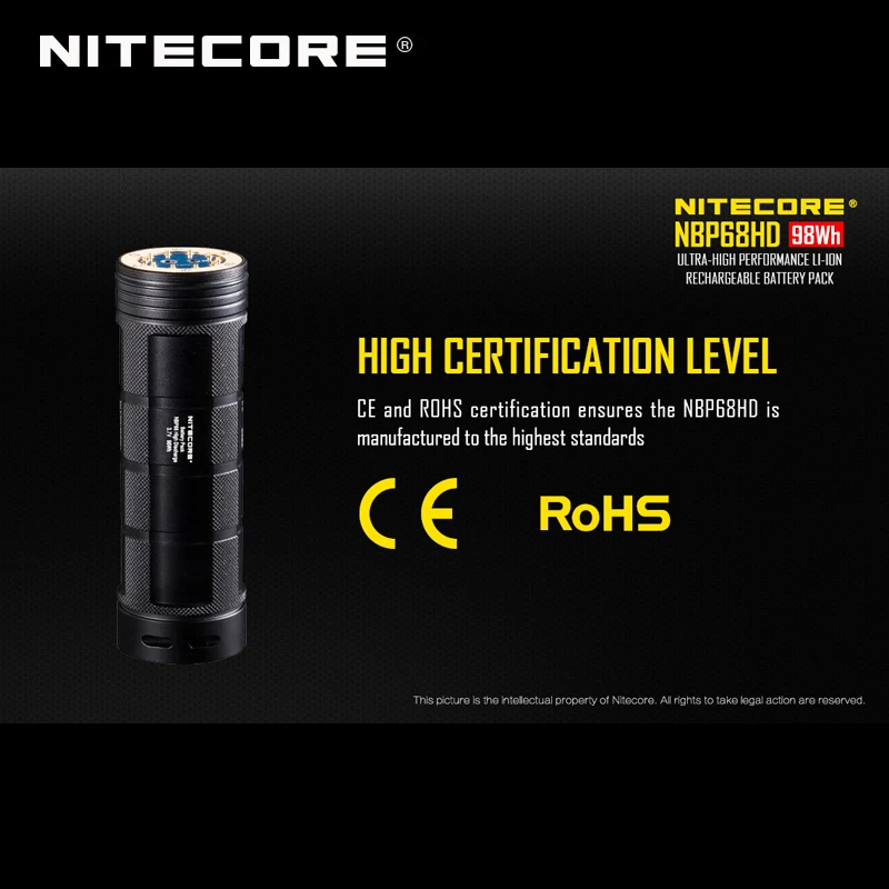 Ultra-high Performance Nitecore NBP68HD Li-ion Rechargeable Battery Pack Purpose-Designed for Nitecore TM Series Flashlights