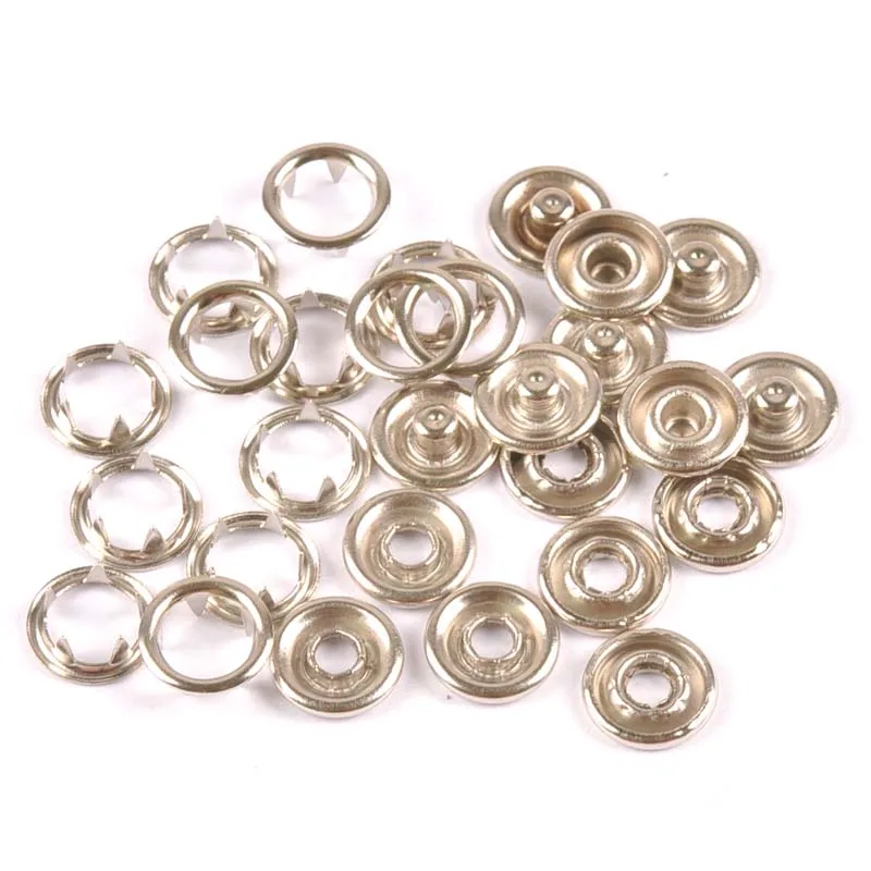 50sets(4pcs 1set) 7.5/9.5/11mm Metal Prong Snap Buttons Fasteners Press Studs Poppers Baby Romper Buckle Snap cp2123