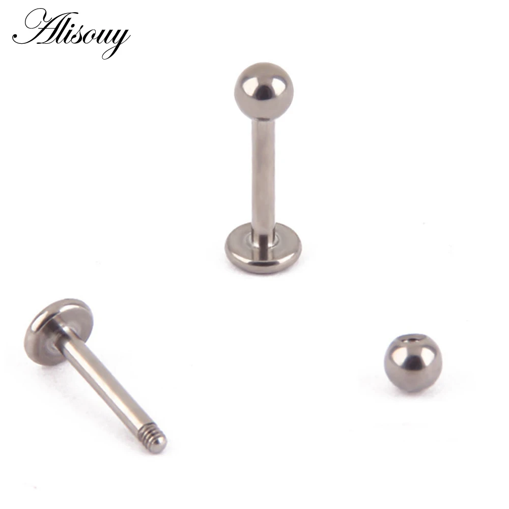 Alisouy 1Piece 316L Surgical Stainless Steel Anodized Labret Lip Stud Ring Ear Tragus Cartilage Barbell Body Piercing Jewelry