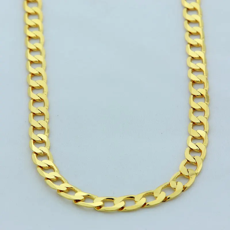 24K Gold Color Filled 10mm 50-75cm Men Figaro Hip Hop Gold Necklace Chains Male Boys High Quality Jewelry Gift