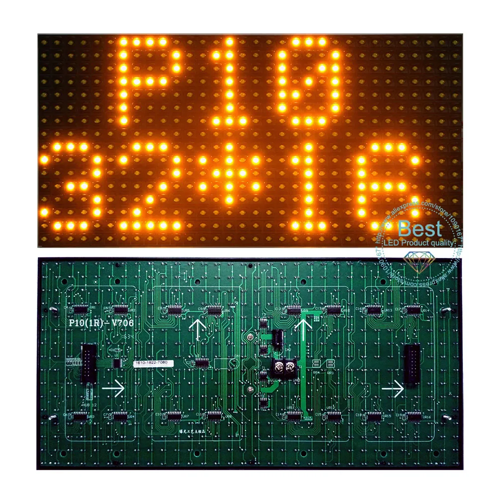 Imagem -02 - Semi-ao ar Livre Led Display Module Amarelo Placa da Mensagem P10 Marca Led Sinal Movendo Texto Eletrônico P10