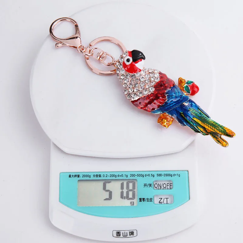 2023 Colorful Enamel Crystal Rhinestone Lovely parrot Keychain Car Key Chains Rings Women Girl Handbag Pendant key chain ring