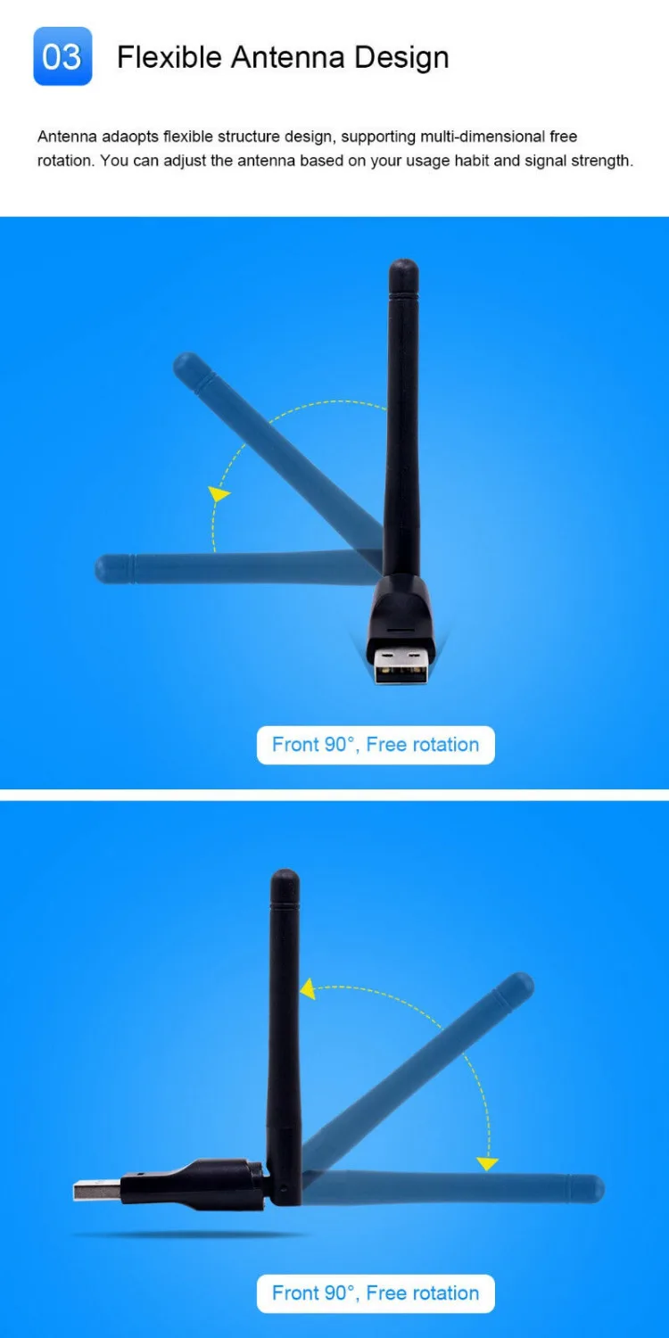 150Mbps Ralink 7601 Wireless Network Card Mini USB 2.0 WiFi Adapter Antenna PC LAN Wi-Fi Receiver Dongle 802.11 b/g/n