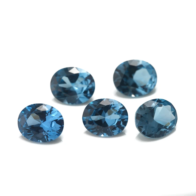 Oval geschliffene, synthetische Spinell-Blau-Steine in verschiedenen Größen (3x5mm bis 10x12mm) für die Schmuckherstellung, einschließlich der Größen 106, 109, 112, 113, 114, 120. – Detail 5