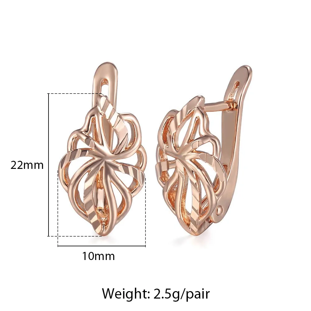 Cut Out Leaf Stud Earrings For Women Girls 585 Rose Gold Color Earrings Women\'s Hot Party Wedding Jewelry Gifts for Women GE164