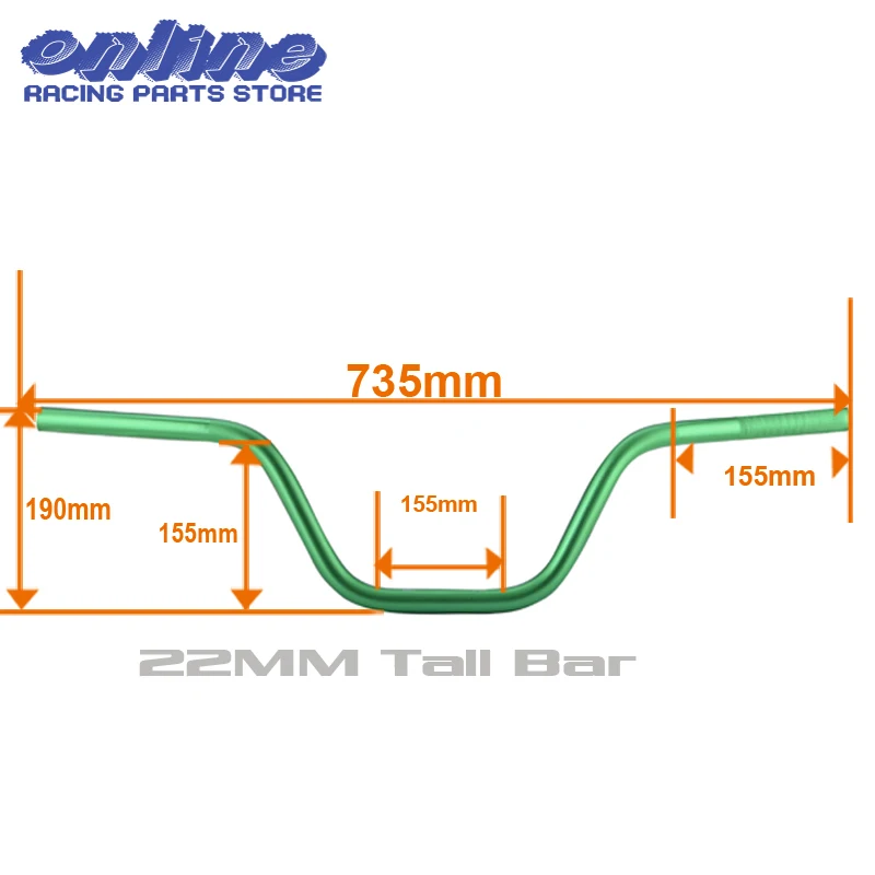 735mm 7/8 UNIVERSAL MOTORCYCLE HANDLE BAR 22MM High Rise HANDLEBAR TUBES With Handlebar Pad For Dirt Pit Bike MX