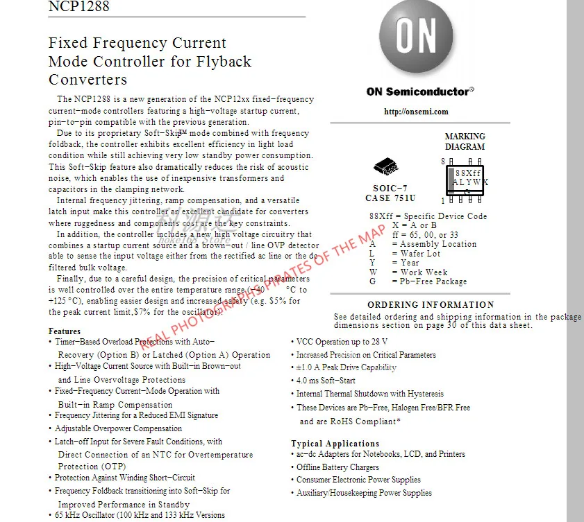 5pcs/lot NCP1288BD65R2G  NCP1288 88B65  SOP7