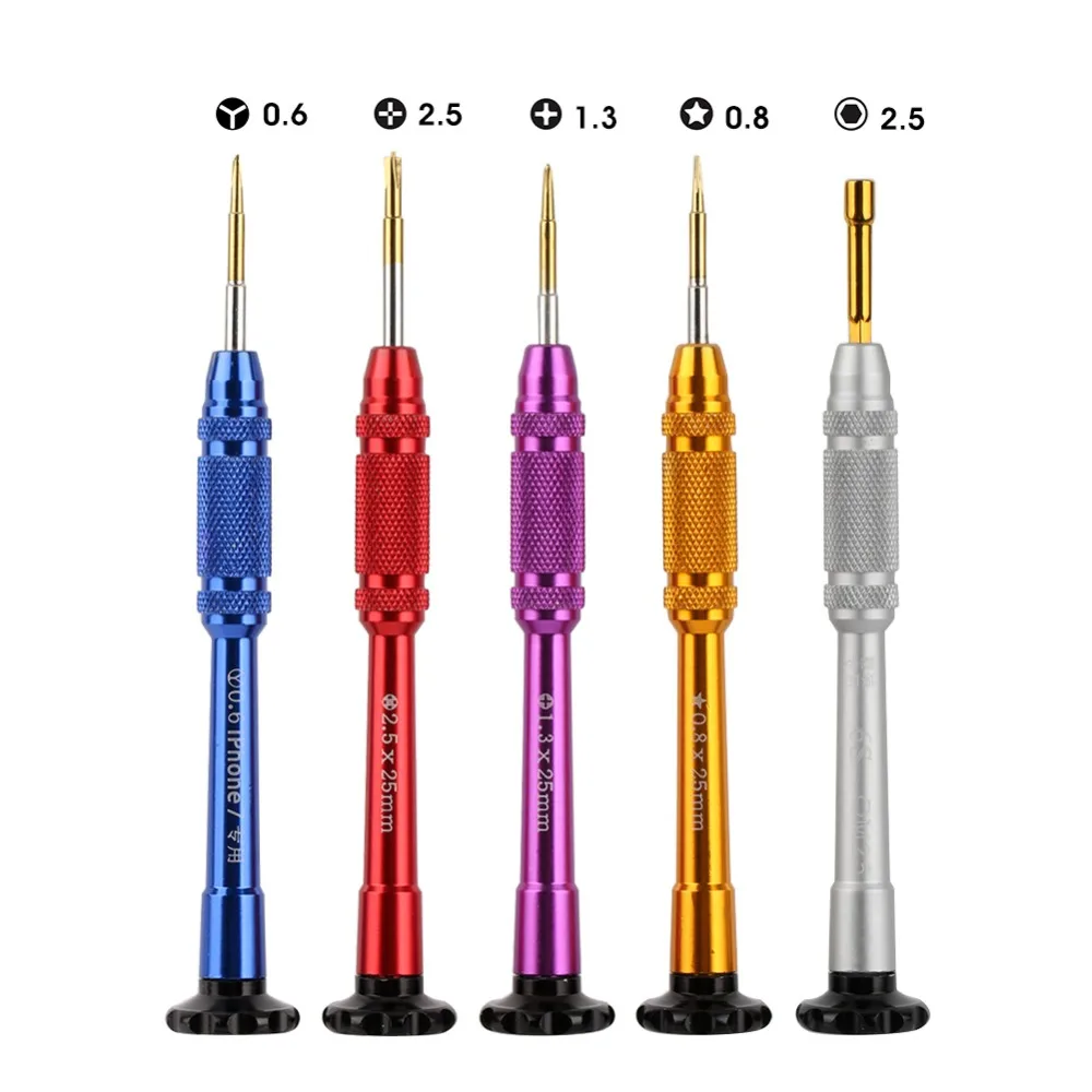 DIYFIX Phone Repair Tools Kit 5 in 1 Precision Screwdriver Set for iPhone X 8 7 6S 6 Disassemble Opening Kit