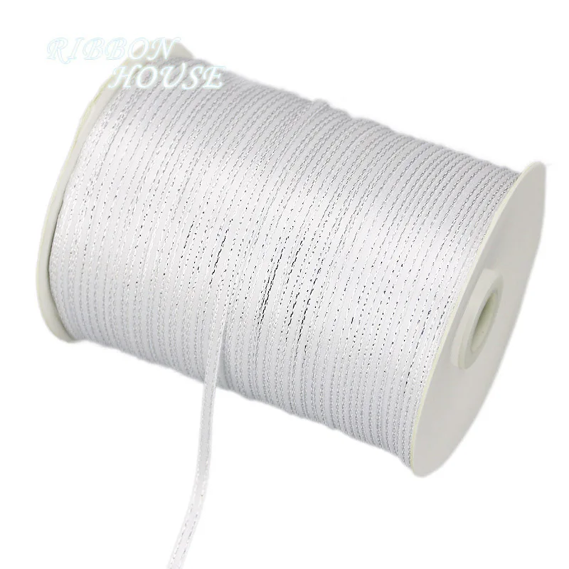 (40 meters/lot) 3mm Silver Edge Satin ribbon lace fabric  DIY Jewelry Decorative Accessories Key Bag