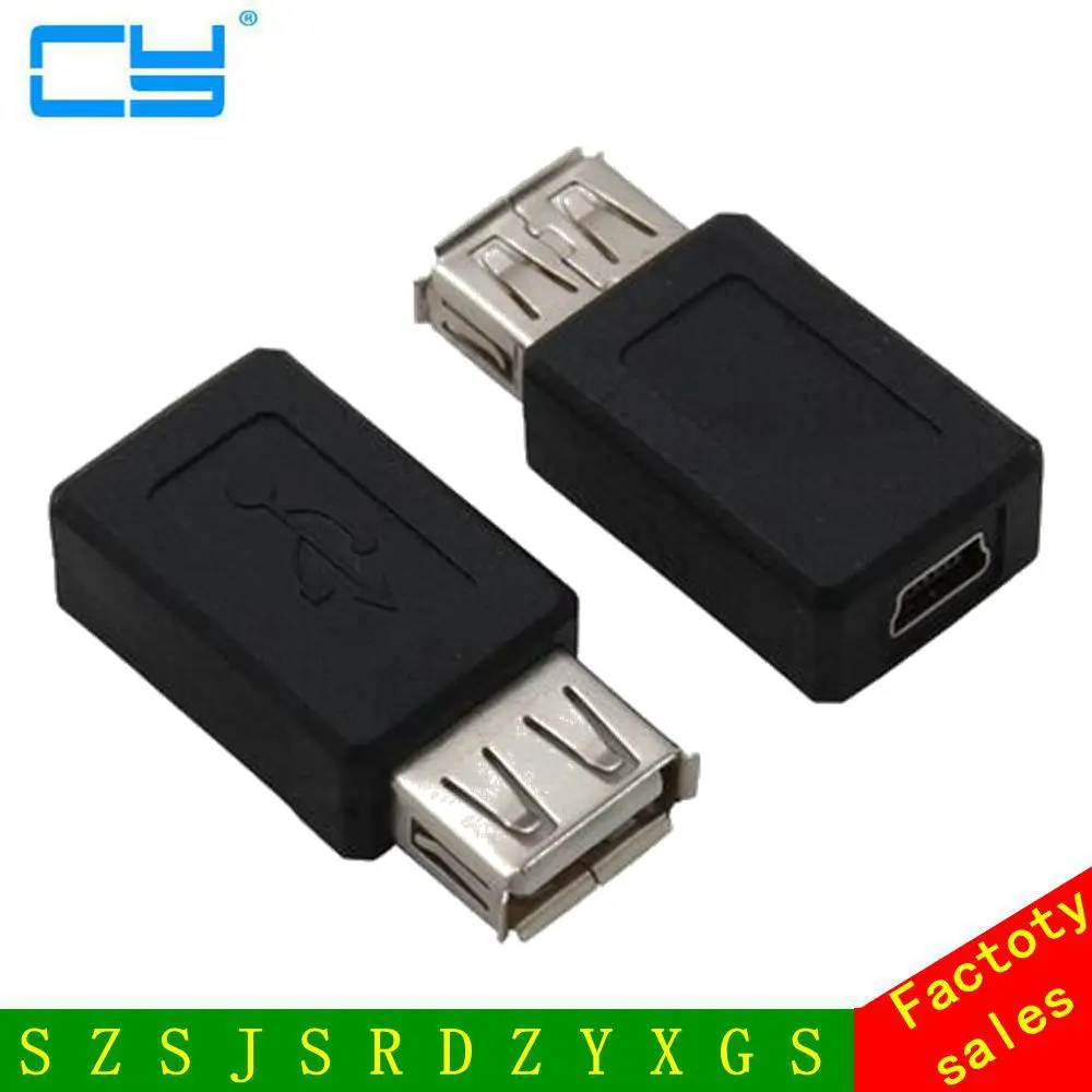 10pcs/lot USB 2.0 A type female to mini usb 5pin Female adapter A to Mini B