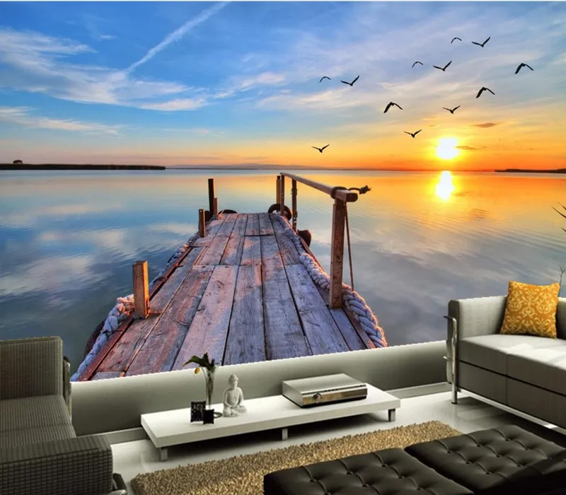 Custom 3D murals,Lake Marinas Sky Sunrises and sunsets Nature papel de parede,hotel living room sofa TV wall bedroom wallpaper