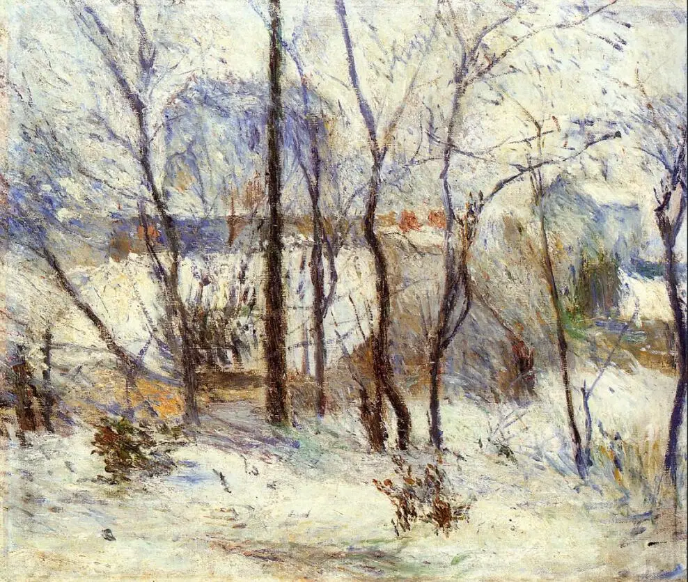 

High quality Oil painting Canvas Reproductions Garden under Snow (1879) by Paul Gauguin hand painted