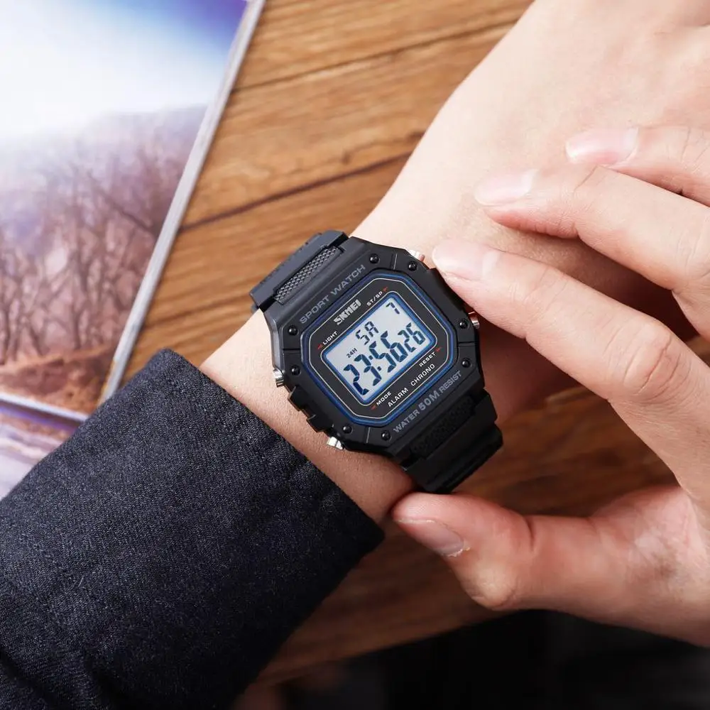 SKMEI Outdoor Sport Watch Men Digital Watches 5Bar Waterproof Alarm Clock Fashion Military Men Digital Watch montre homme 1496