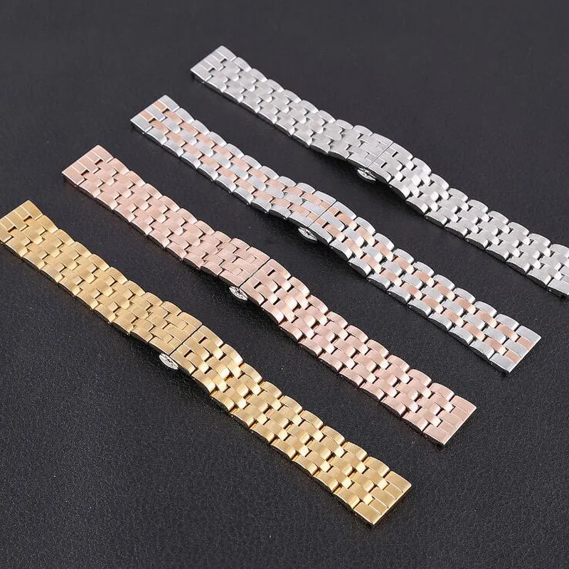 High Quality  Watchband 18mm 20mm 22mm 24mmStainless Steel Watch Band Strap Men Silver Rose Gold Bracelet Replacement Solid Link