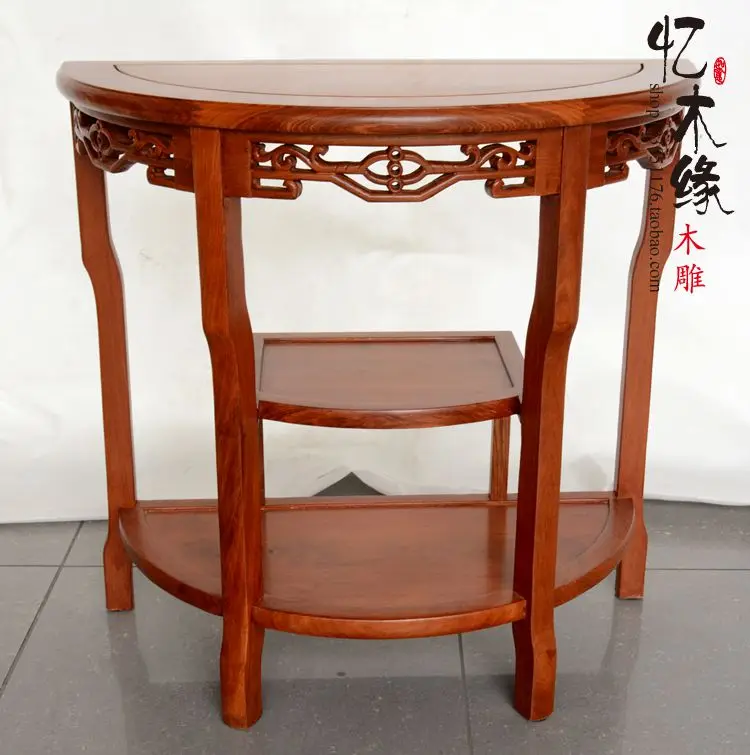 Mahogany furniture, rosewood table frame table Chinese tea semicircle wood flower shelf porch desk phone holder