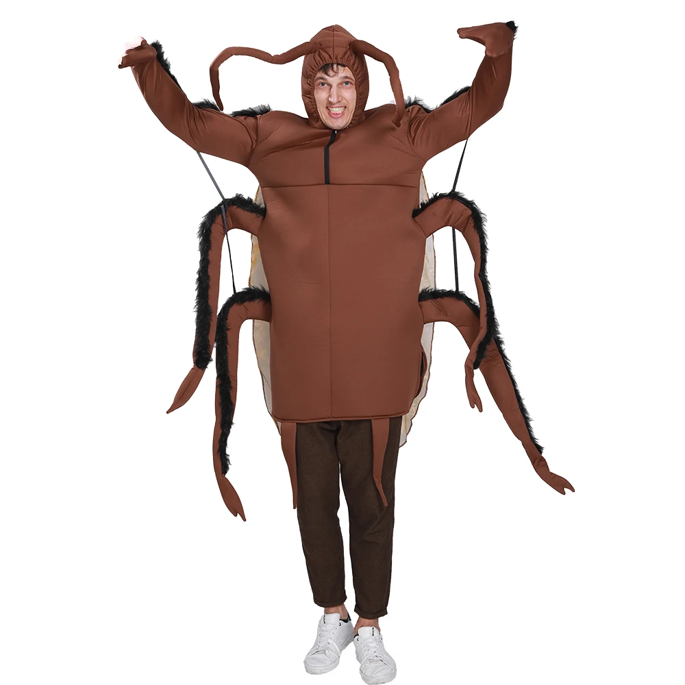 SNAILIFY Funny Men's Cockroach Jumpsuit Cosplay Halloween costume for Adult Insect Romper Carnival Party Fancy Dress