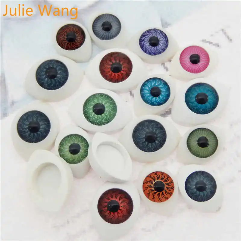 Julie Wang 10PCS Oval Plastic Human Eyeballs Doll Eyes Mixed Color Buttons Safety For Puppet Plush Toy Doll Making Accessory