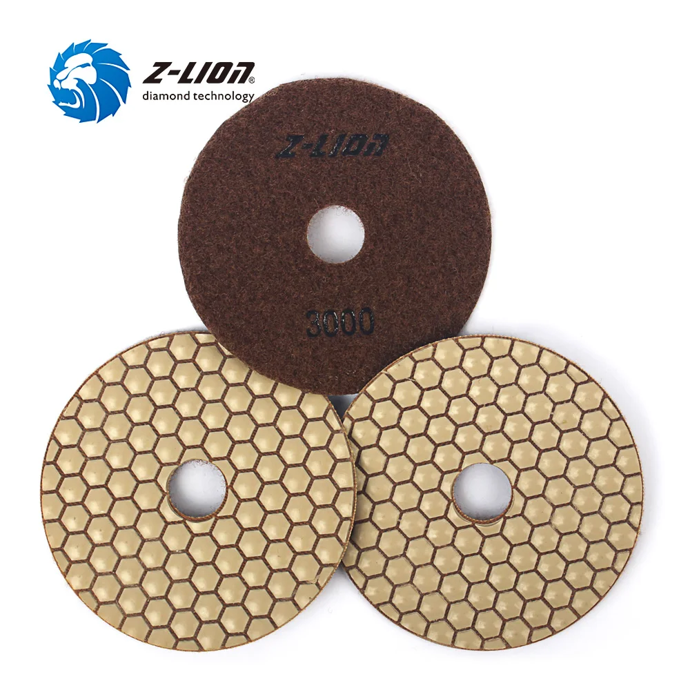 Imagem -05 - Z-lion Peças Polegada Seco Diamante Polimento Almofada Flexível Resina Bond Mármore Granito Disco de Lixamento 100 mm Hexágono Seco Polonês Almofadas